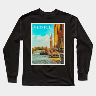 Restored Vintage Travel Poster: Venice, Italy Long Sleeve T-Shirt